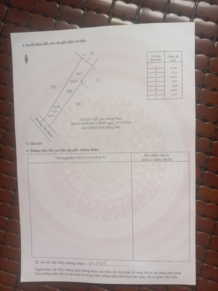 Đất thổ cư 290m² mặt tiền đường Tân Hiền, Trảng Dài - 2.7 tỷ, thương lượng!