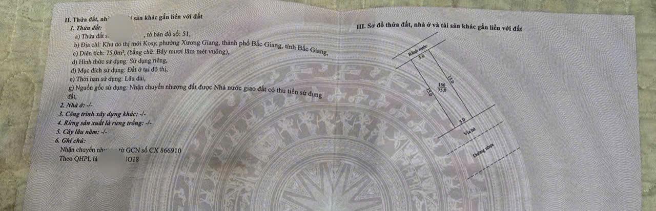 Đất nền Khu đô thị Kosy Bắc Giang 75m² giá 2 tỷ - Hướng Đông Nam thoáng đãng!