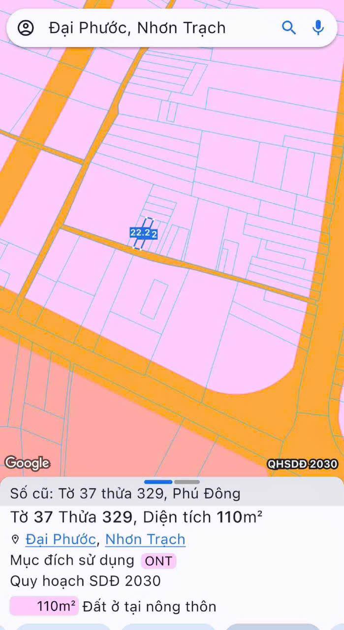 Đất nền Phú Đông Nhơn Trạch 110m² giá 2.15 tỷ - Full thổ cư, cơ hội đầu tư tuyệt vời!