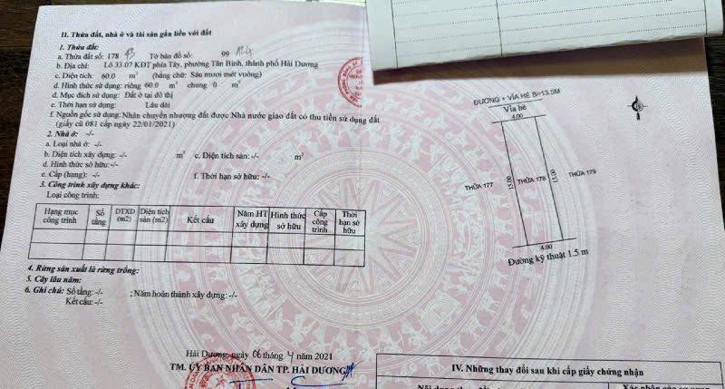 Đất nền phường Tân Bình, Hải Dương 60m² giá chỉ 3 tỷ - Sổ đỏ chính chủ!