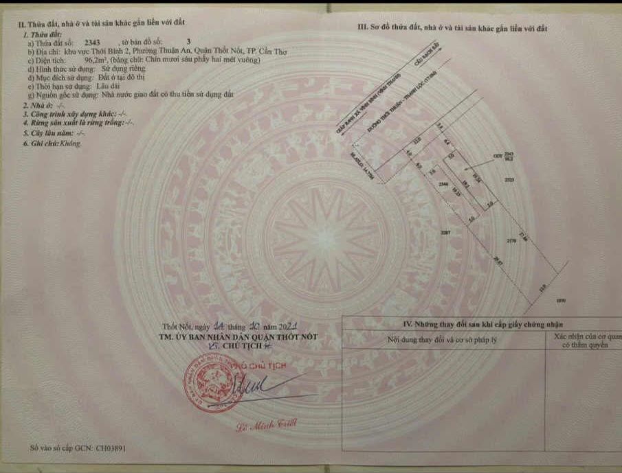 Đất thổ cư đường Thới Thuận, Ô Môn, Cần Thơ 690m² giá 3.45 tỷ - Đầu tư sinh lời ngay!