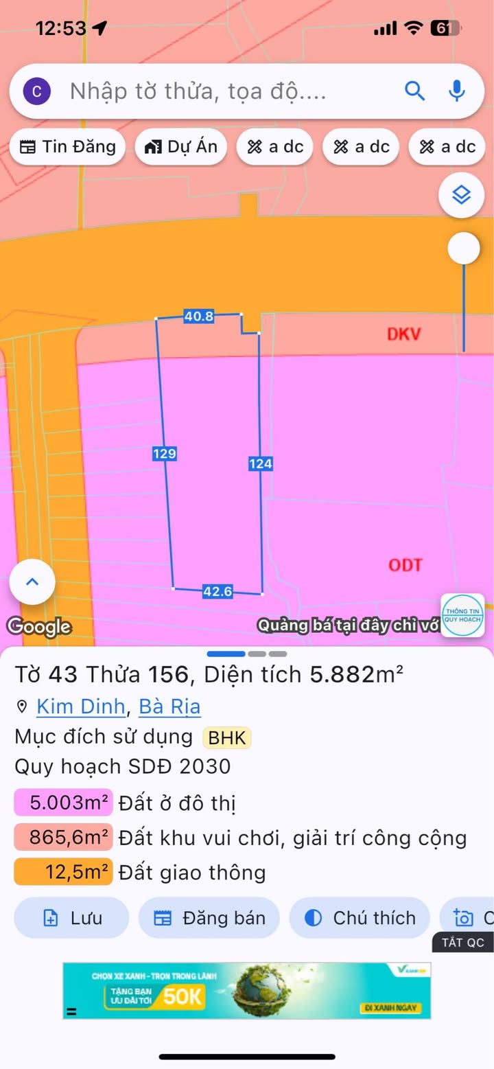Đất mặt tiền Tuyến Tránh QL 51 Kim Dinh 5800m² giá 45 tỷ - Cơ hội đầu tư sinh lời!