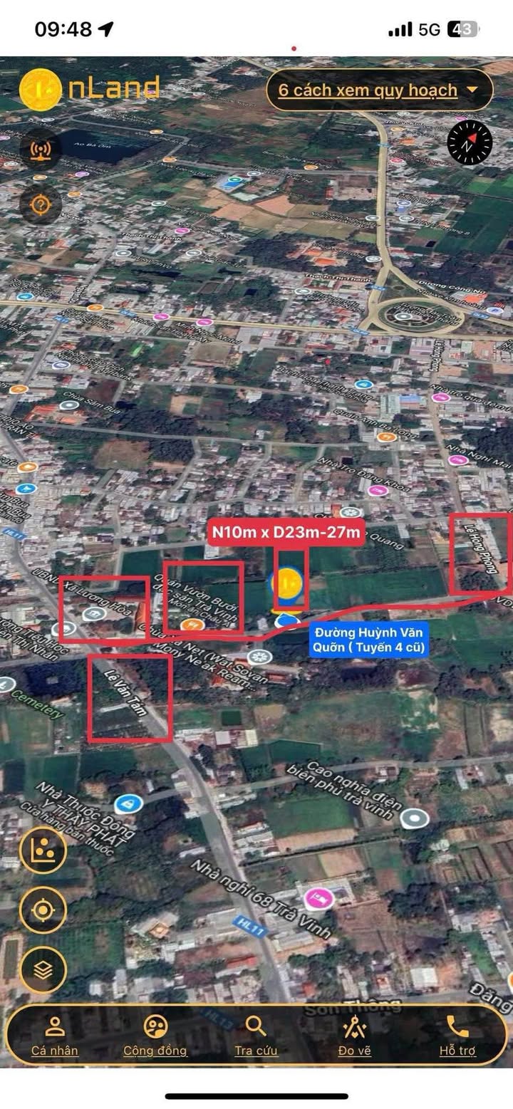 Đất mặt tiền Huỳnh Văn Quỡn TP Trà Vinh 230m² giá 1.3 tỷ - Cơ hội đầu tư tuyệt vời!