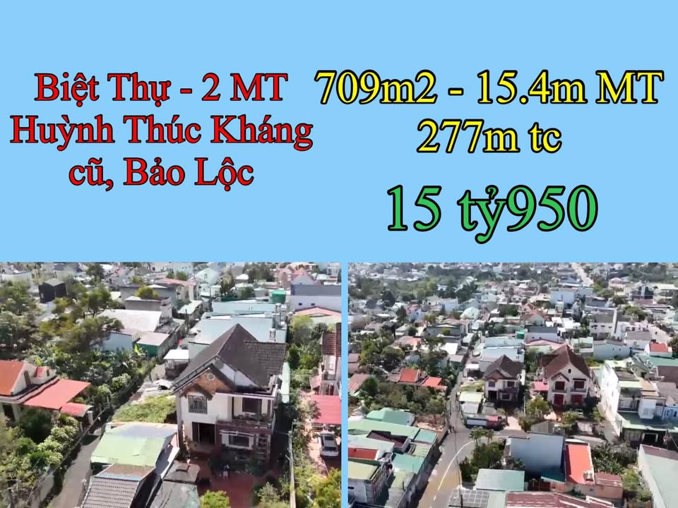 Biệt thự 2 mặt tiền Huỳnh Thúc Kháng, Bảo Lộc 709m² giá 15.95 tỷ - Cơ hội đầu tư lý tưởng!