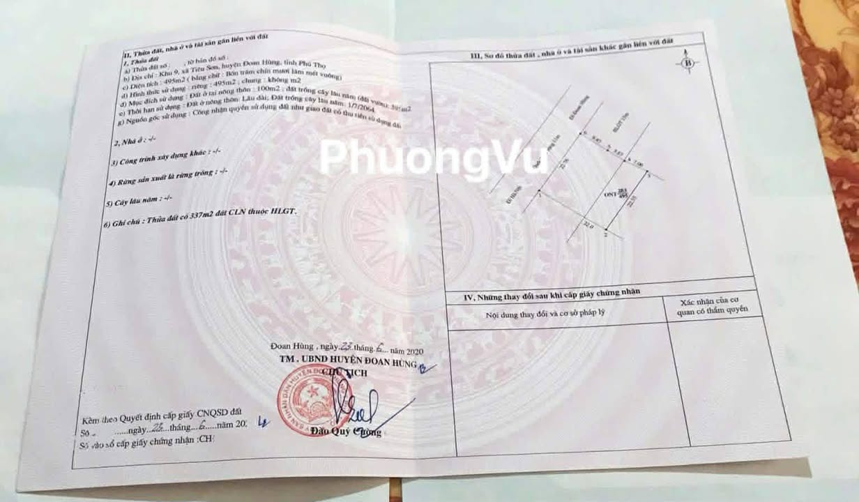 Đất thổ cư Tiêu Sơn Đoan Hùng 1895m² giá thỏa thuận - Tiềm năng kinh doanh vượt trội!