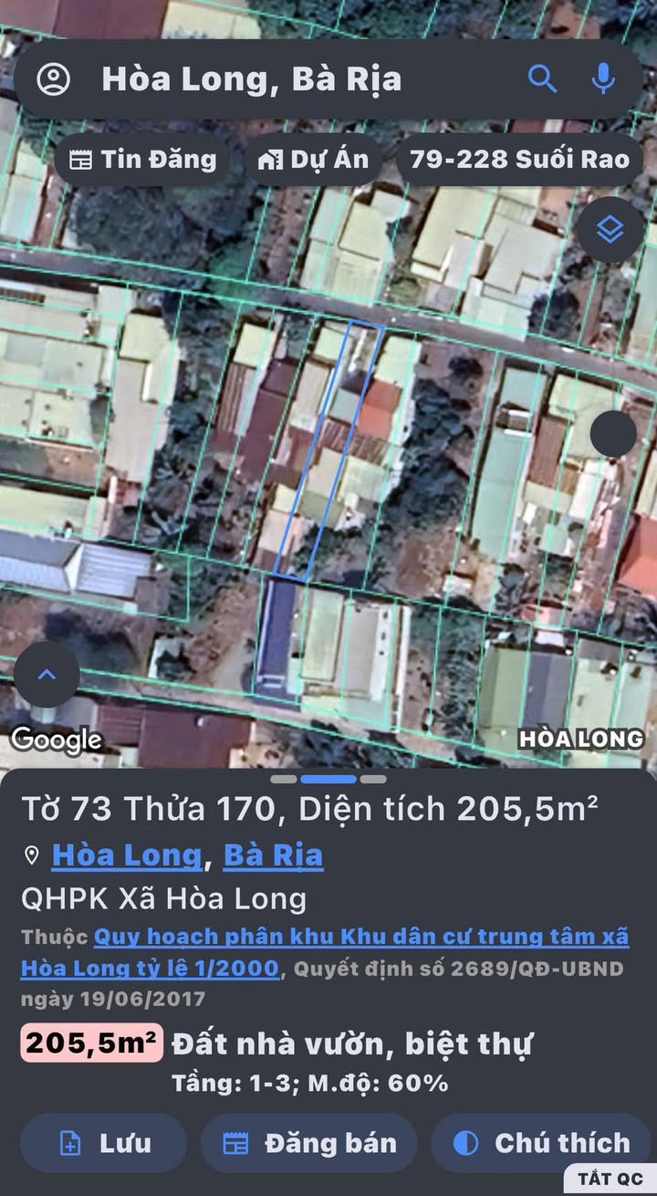 Đất thổ cư mặt tiền đường số 6, phường Tam Long, Bà Rịa 205m² - Giá thương lượng hấp dẫn!