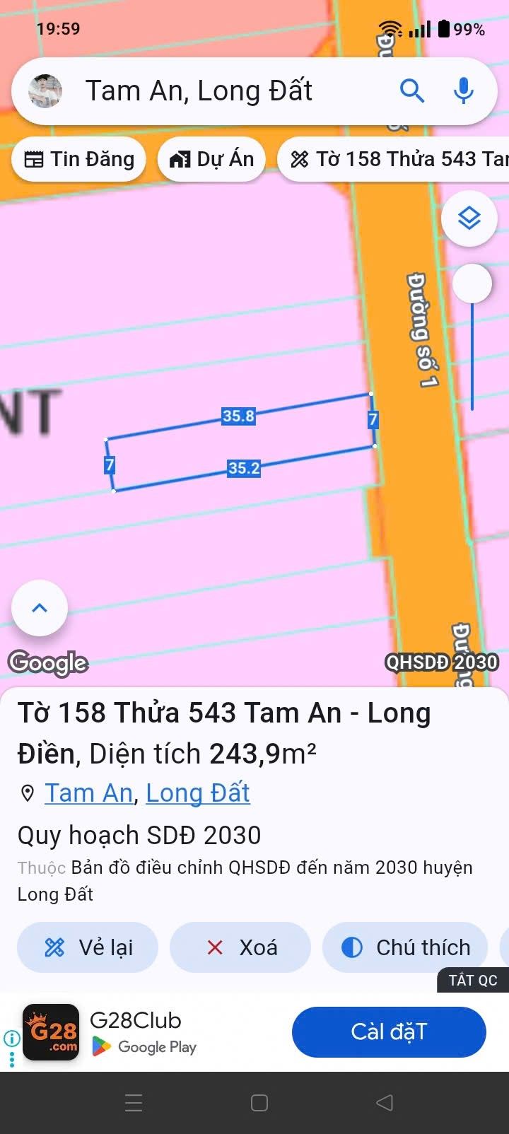 Đất nền mặt đường Số 1, xã Long Điền, Bà Rịa - Vũng Tàu, 245m² - Đầu tư sinh lời tuyệt vời!