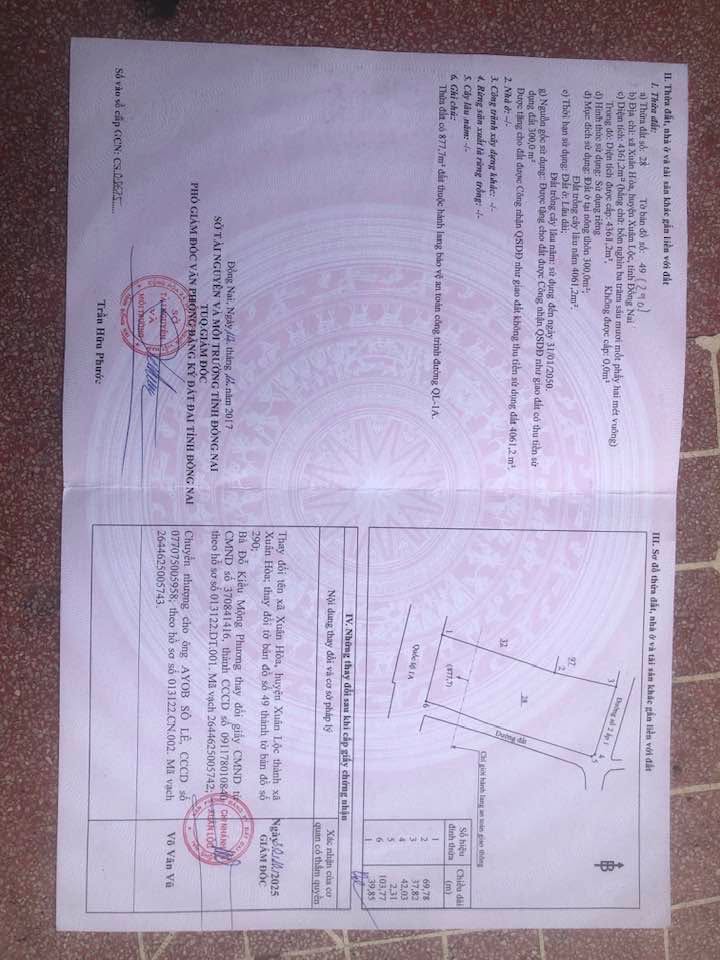 Lô đất 3 mặt tiền Quốc Lộ 1A, xã Xuân Hưng, 4120m², giá 12 tỷ - Cơ hội đầu tư tuyệt vời!