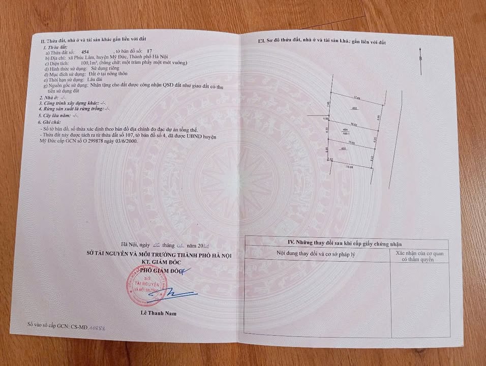 Đất thổ cư mặt tiền 100m² tại Khảm Lâm, Mỹ Đức - Giá chỉ 2.1 tỷ!