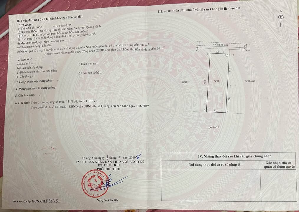 Đất nền mặt đường trục chính thôn 1 Hoàng Tân 444m² giá 2 tỷ - Cơ hội đầu tư sinh lời!