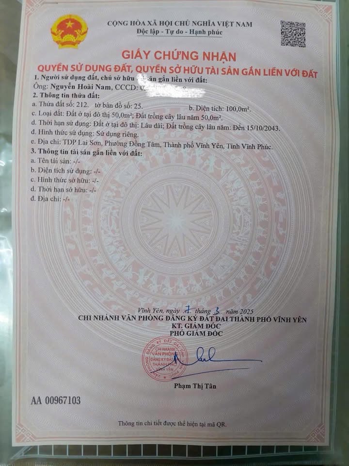 Đất nền Đồng Tâm Vĩnh Yên 100m² giá 1.9 tỷ - Đường trục chính kinh doanh