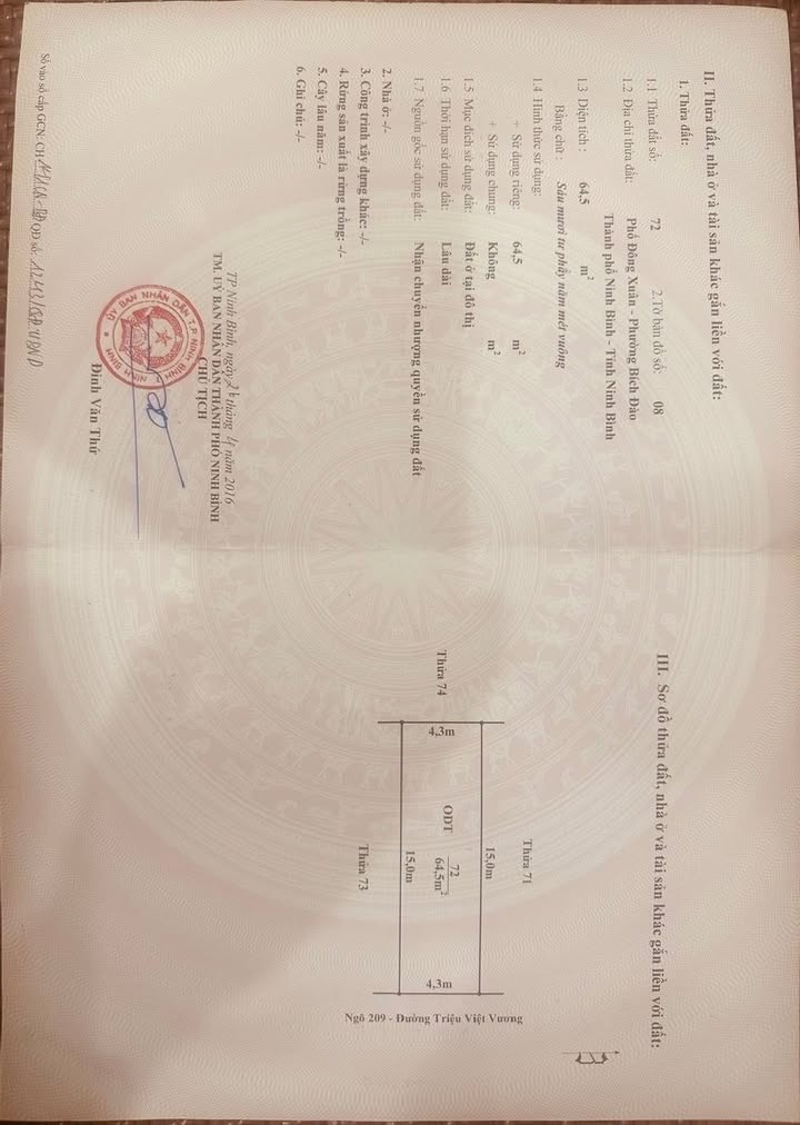 Đất nền khu vực trung tâm phường Hoa Lư, Ninh Bình 64m² giá 3.7 tỷ - Tiềm năng phát triển lớn!