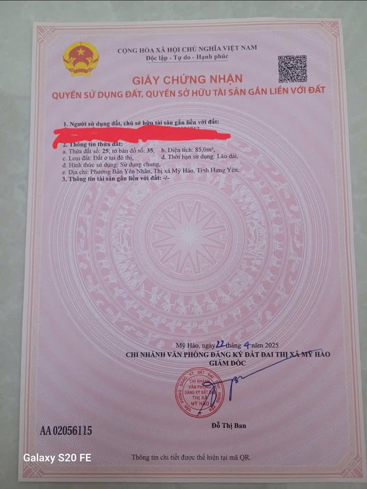 Đất thổ cư Bần Yên Nhân, Mỹ Hào 85m² giá 3 tỷ - Cơ hội đầu tư sáng giá!