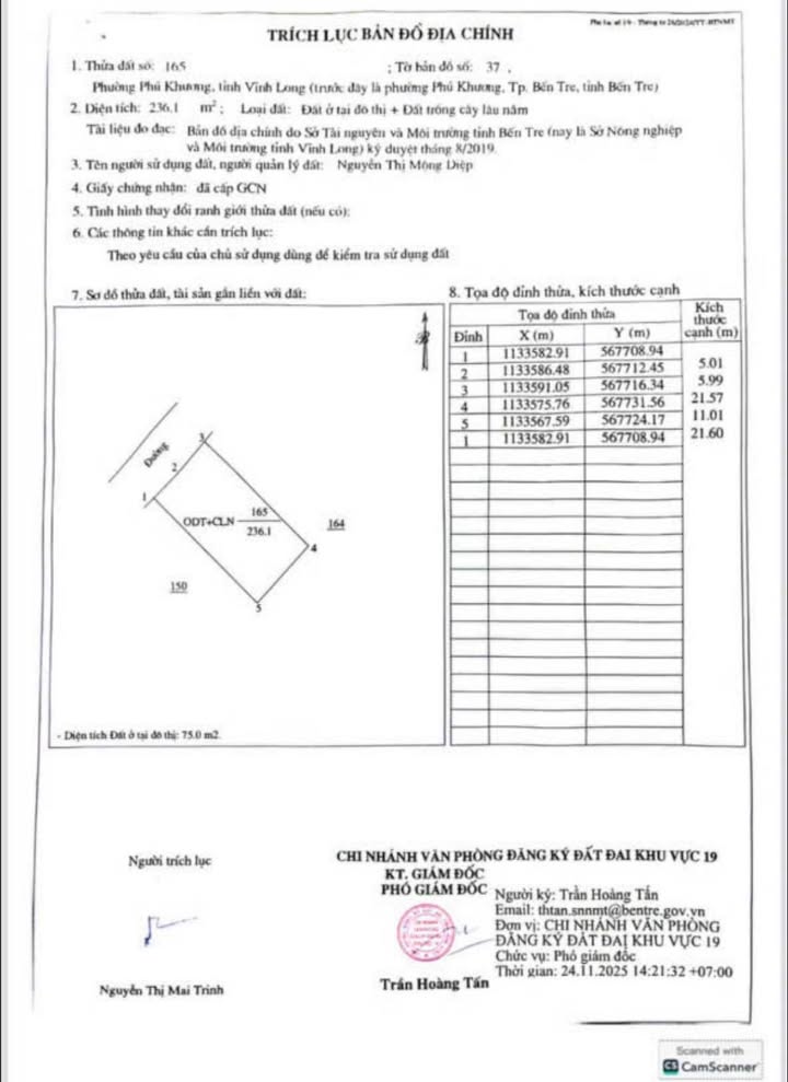 Đất nền đẹp Phú Khương Bến Tre 236m² giá 1.1 tỷ - Pháp lý rõ ràng, thổ cư 70m²!