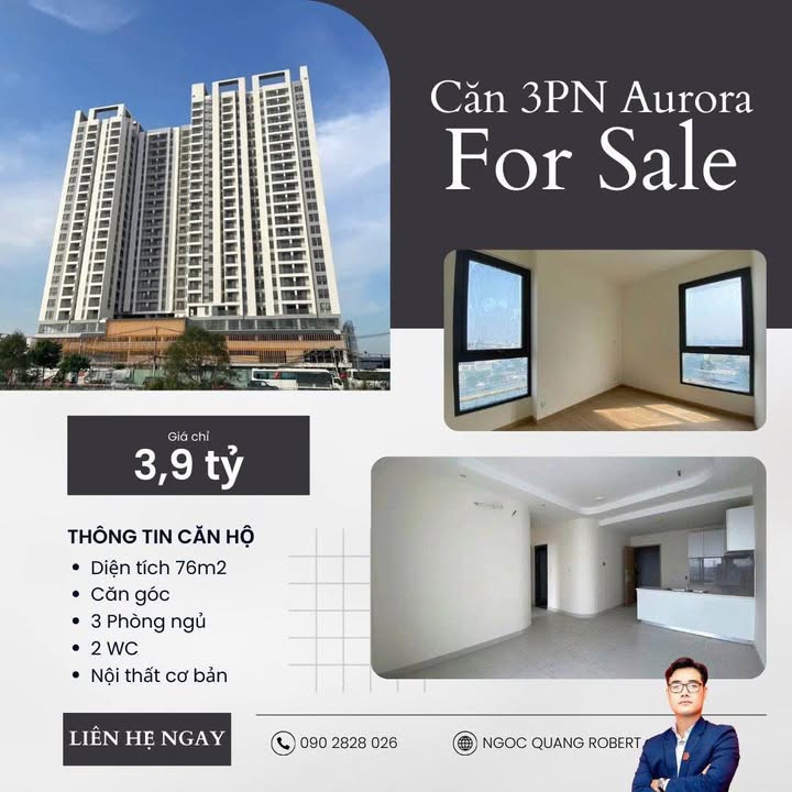 Căn hộ Aurora Riverside Quận 8 76m² giá 3.9 tỷ - Giao nhà quý 1/2025!