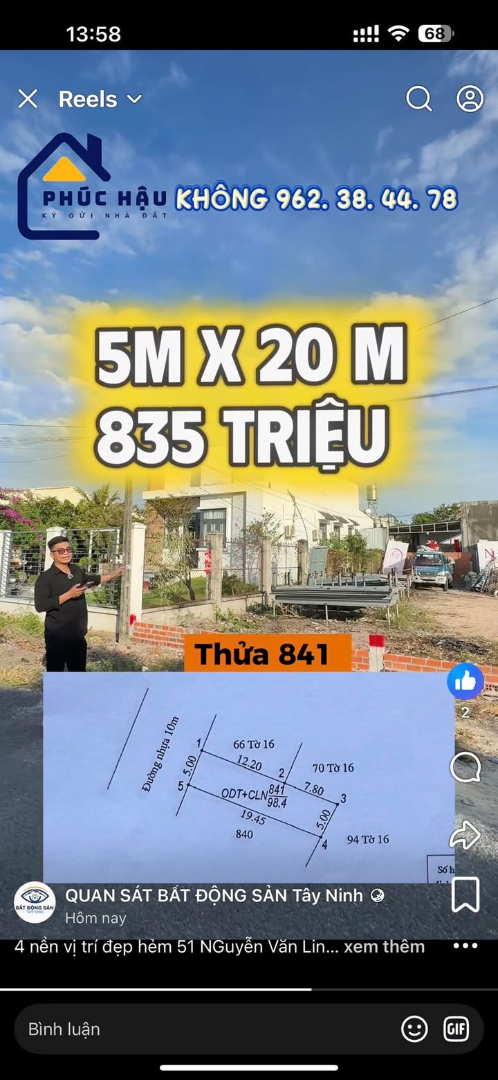 Đất nền Hòa Thành Tây Ninh 100m² giá 835 triệu - Vị trí đắc địa gần trường học!