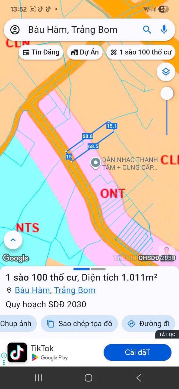 Đất thổ cư 1 sào tại ấp Cây Điệp, xã Bầu Hàm, giá 2.35 tỷ - Cơ hội đầu tư hấp dẫn!