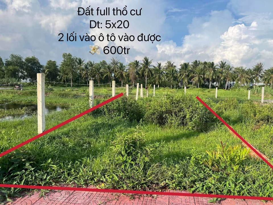 Đất thổ cư đường K1, phường 5, Trà Vinh 100m² - Giá 600 triệu, chính chủ!