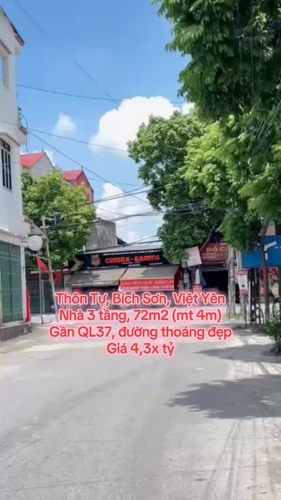 Nhà 3 tầng Bích Sơn, Việt Yên 72m² giá 4.3 tỷ - Đường đẹp, thoáng mát!