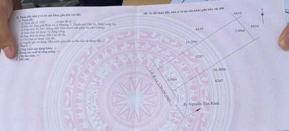 Đất thổ cư 81m² tại hẻm 239 Nguyễn Văn Rành, Tân An - Giá chỉ 860 triệu!