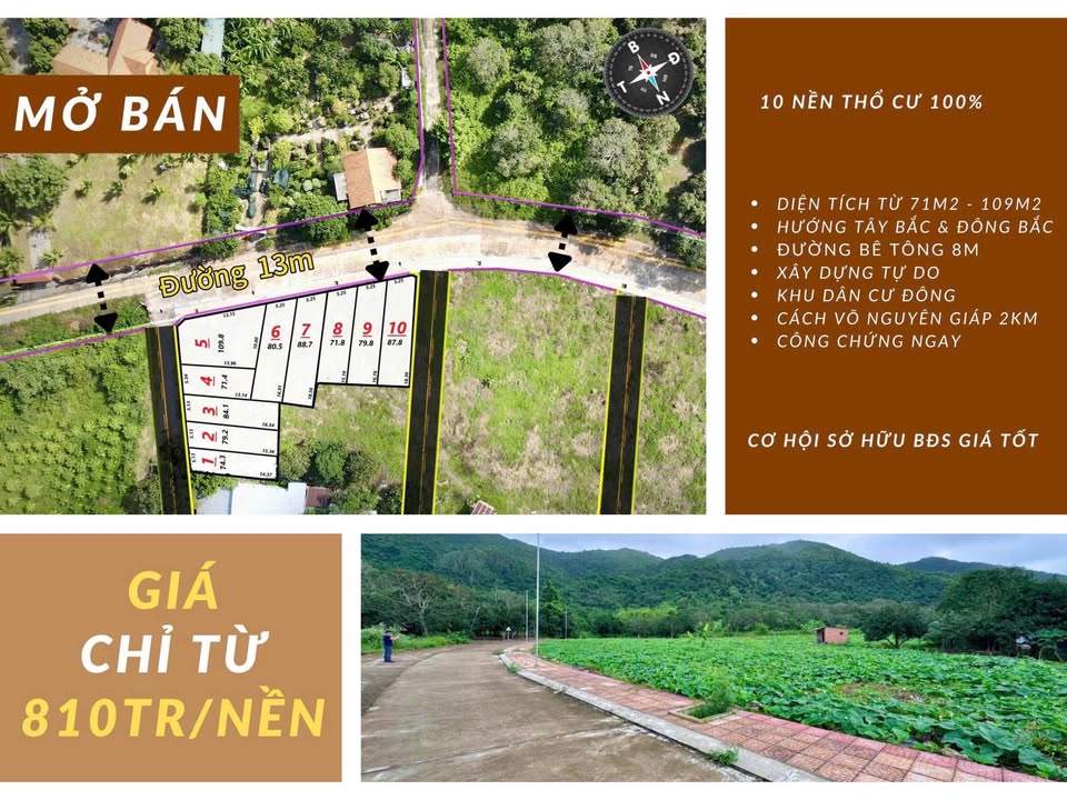 Bán đất thổ cư Xã Diên Khánh, Khánh Hòa - Giá chỉ 810 triệu/nền