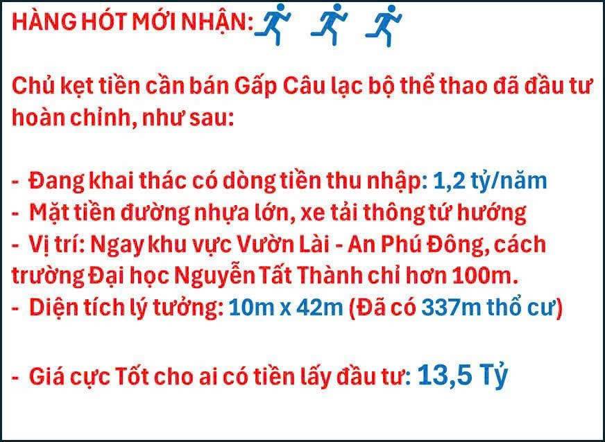 Nhà kinh doanh thể thao tại An Phú Đông, Quận 12 - Diện tích 337m², thu nhập 1,2 tỷ/năm