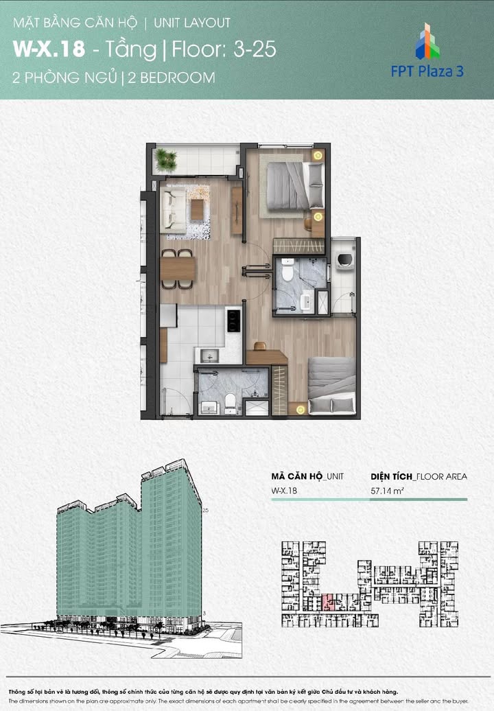 Căn hộ Plaza 3 Đà Nẵng 57m² giá 2.9 tỷ - Hướng Bắc thông thoáng!
