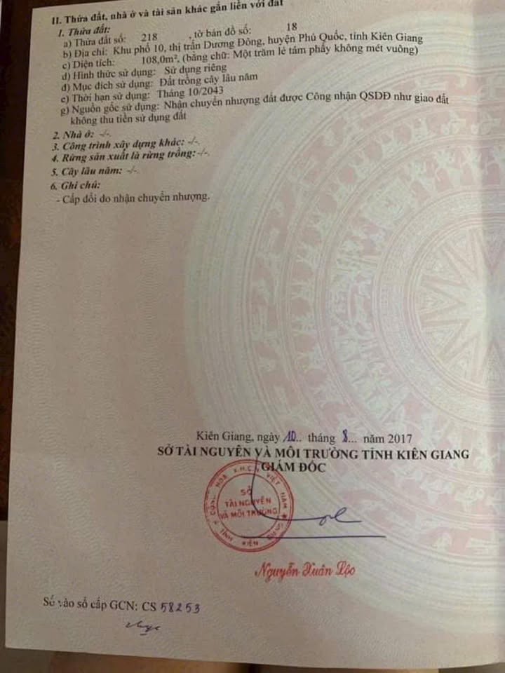 Đất nền khu phố 10 Phú Quốc 108m² giá 1.45 tỷ - Cơ hội đầu tư hấp dẫn!