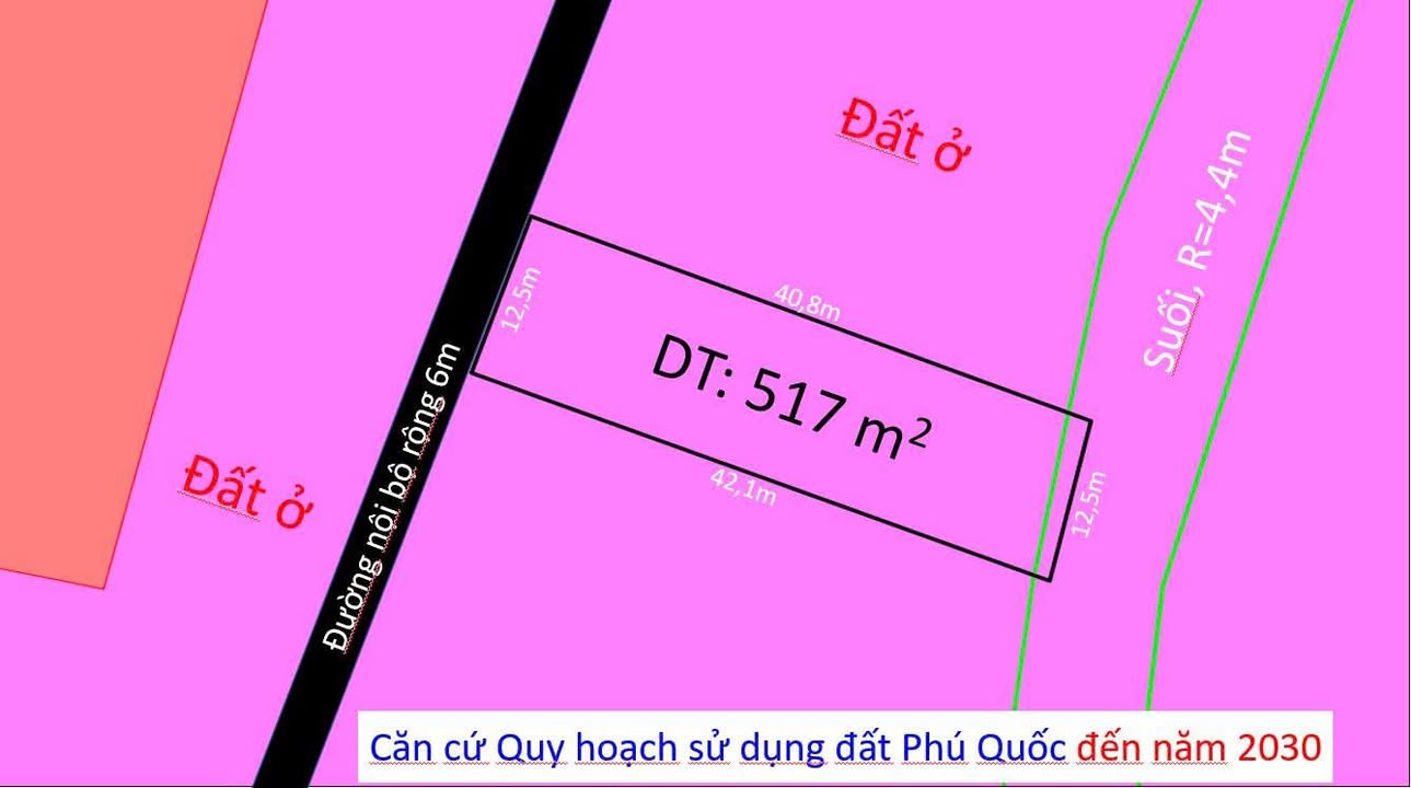 Đất nền Phú Quốc 517m² giá 1.1 tỷ - Sổ hồng riêng, pháp lý rõ ràng!