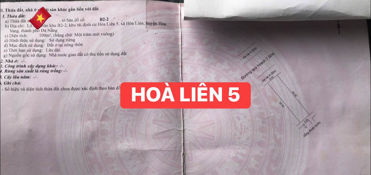 Đất nền Hòa Liên 5, Đà Nẵng 100m² giá 3 tỷ - Sổ đỏ chính chủ