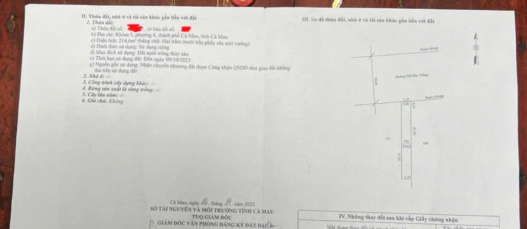 Đất mặt tiền Đường Tôn Đức Thắng, Sóc Trăng 214m² - Sẵn nhà đẹp, tiện ích hấp dẫn!
