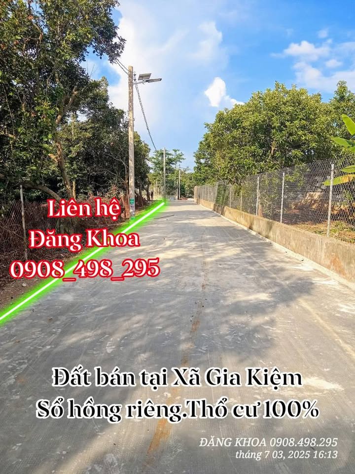 Đất thổ cư tại Xã Gia Kiệm, Đồng Nai 150m² giá 720 triệu - Sổ hồng riêng, bao sang tên!
