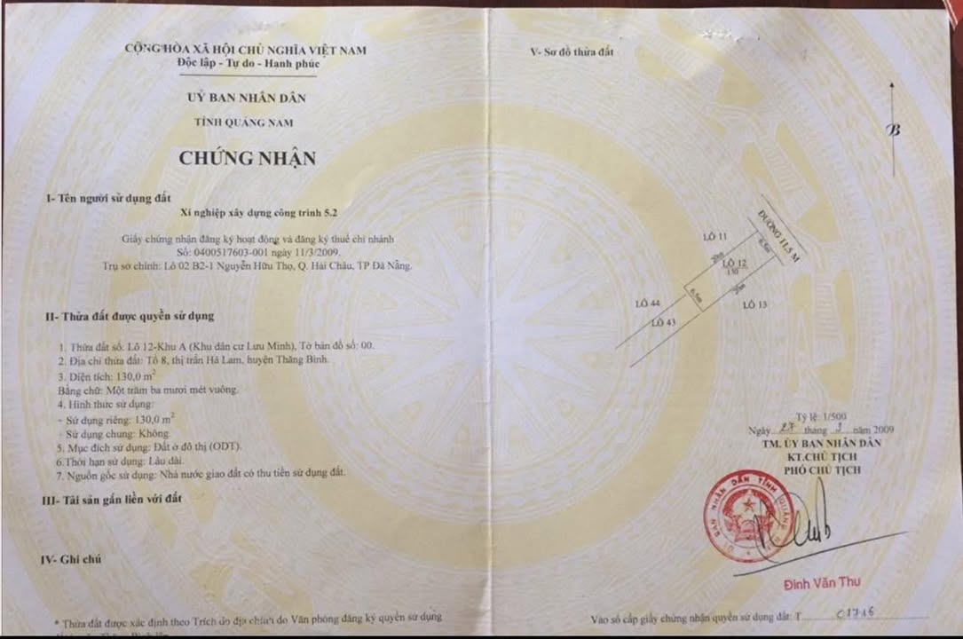 Đất nền Thăng Bình 195m² giá 1 tỷ - Cơ hội đầu tư sinh lời!