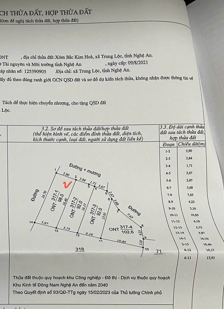 Đất nền góc 2 mặt tiền Nghi Thuận 98m² giá 1.3 tỷ - Tiềm năng sinh lời cao!