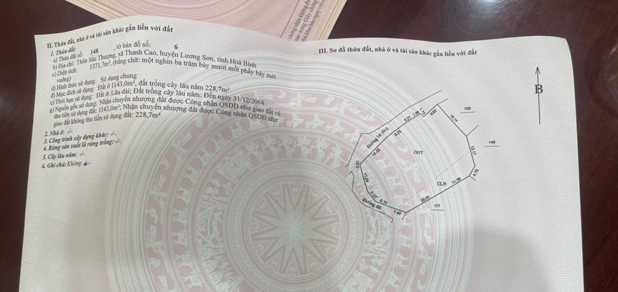 Đất nền góc 2 mặt tiền 1371m² tại Thanh Cao, Lương Sơn - Đầu tư sinh lời!