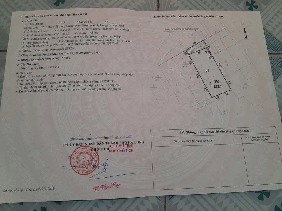 Bán đất tại phường Giếng Đáy, Hạ Long 232,7m² - Mặt đường lớn, thuận tiện di chuyển