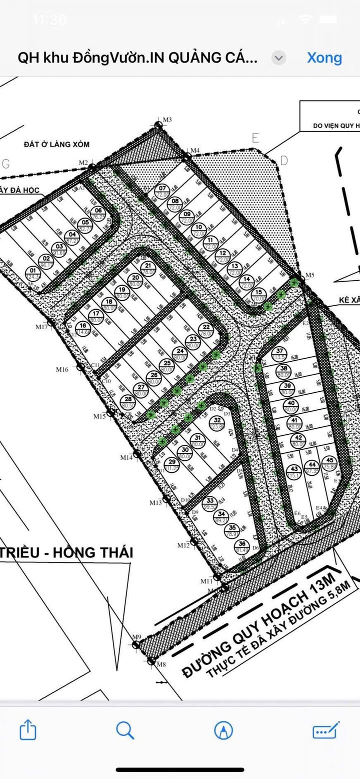 Đất nền Nam Quất Nam Triều 72m² - Mặt bằng đẹp, giá thỏa thuận!