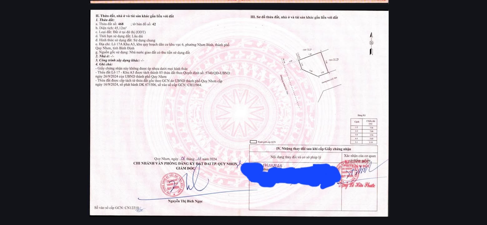 Đất lô góc mặt tiền chợ Dinh Nhơn Bình 45m² giá 1.8 tỷ - Cơ hội đầu tư hiếm có!