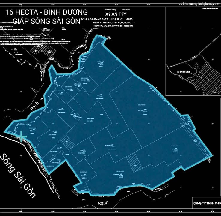 Đất mặt tiền đê bao sông An Tây Bến Cát 16ha - Gần cảng, cơ hội đầu tư cực tốt!