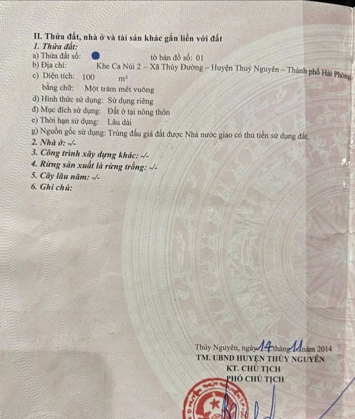 Đất nền Thủy Nguyên Hải Phòng 100m² giá 3 tỷ - Đầu tư sinh lời hấp dẫn!