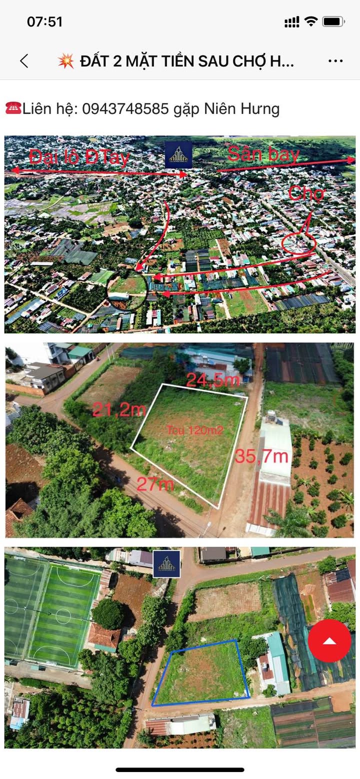 Đất 2 mặt tiền tại chợ Hoà Thắng, Tân Lập 694.6m² giá 7.2 tỷ - Cơ hội đầu tư lý tưởng!