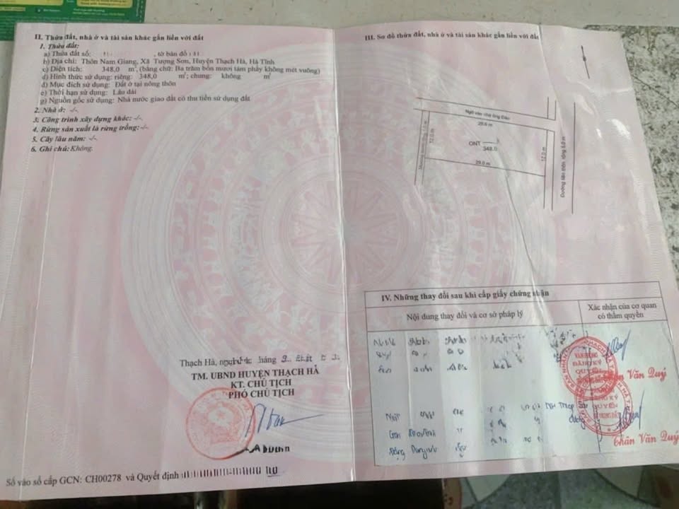 Đất nền 348m² tại Thôn Nam Giang, Tượng Sơn, Hà Tĩnh - Sổ đỏ chính chủ, giá 5.4 tỷ!