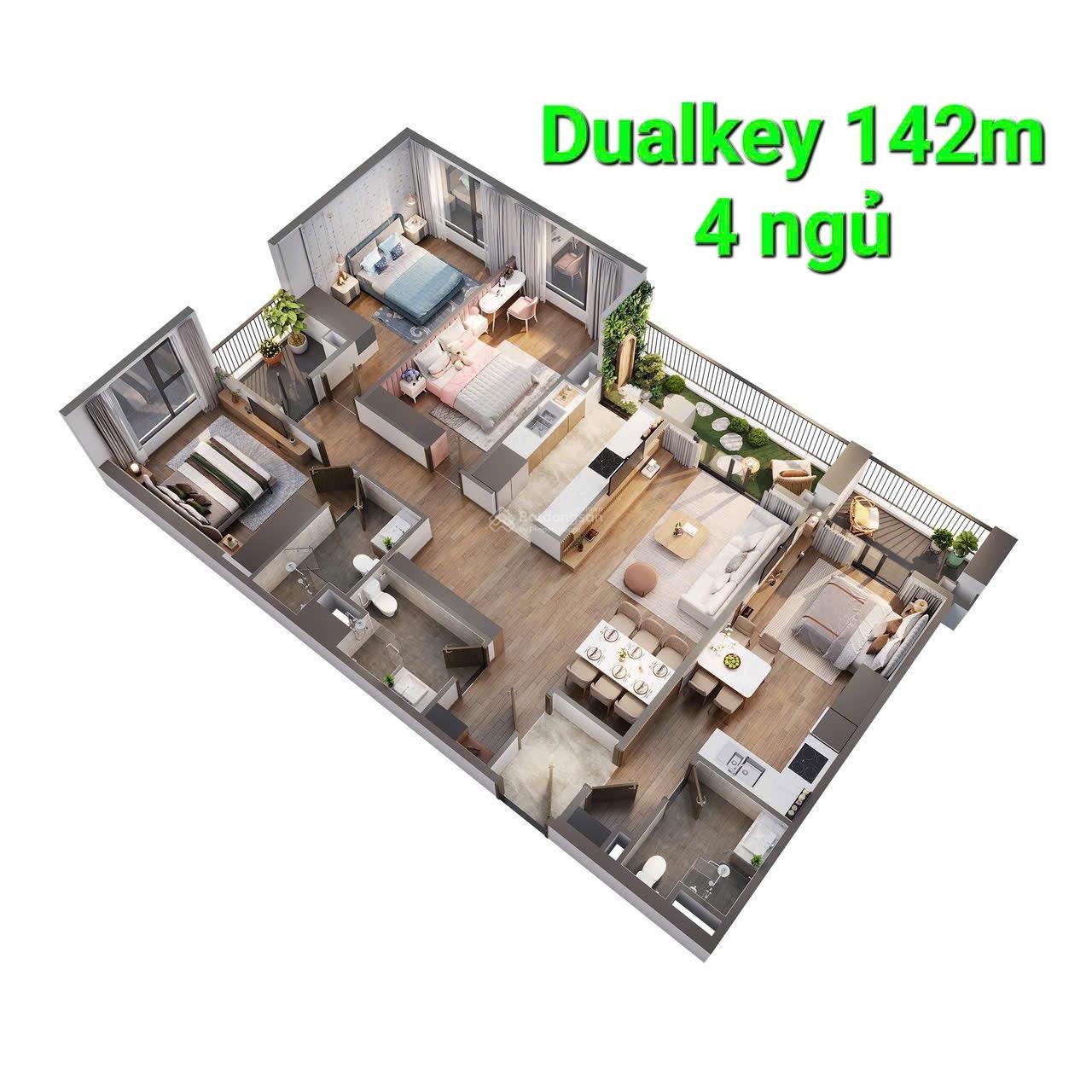Căn hộ Dualkey 142m² The Wisteria - Giá tốt 9.5 tỷ, view nội khu