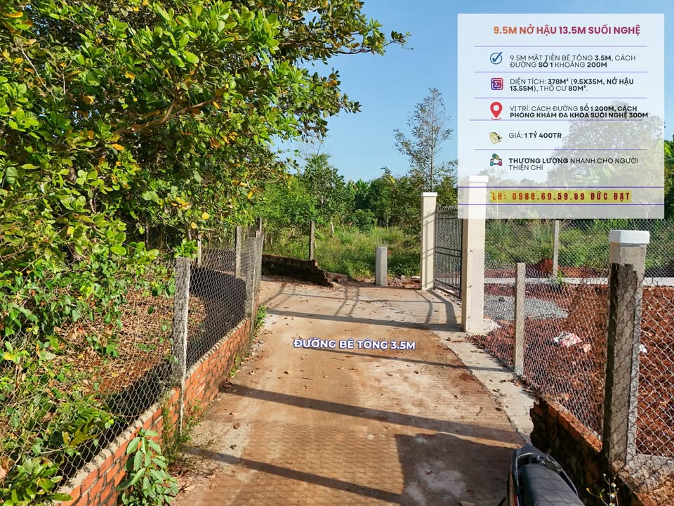 Đất Suối Nghệ 378m² giá 1.35 tỷ - Nở hậu, pháp lý rõ ràng!