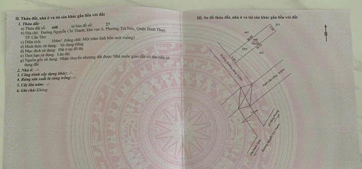 Đất nền Trà Nóc Cần Thơ 104m² giá 1.42 tỷ - Vị trí đẹp, thương lượng nhẹ!