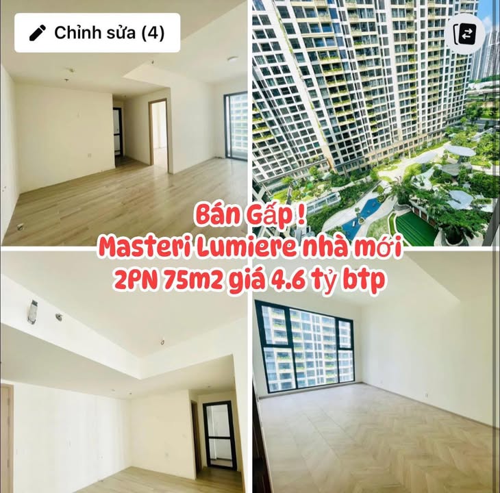 Căn hộ Masteri Lumiere 75m² giá 4.6 tỷ - Sẵn sàng vào ở ngay!