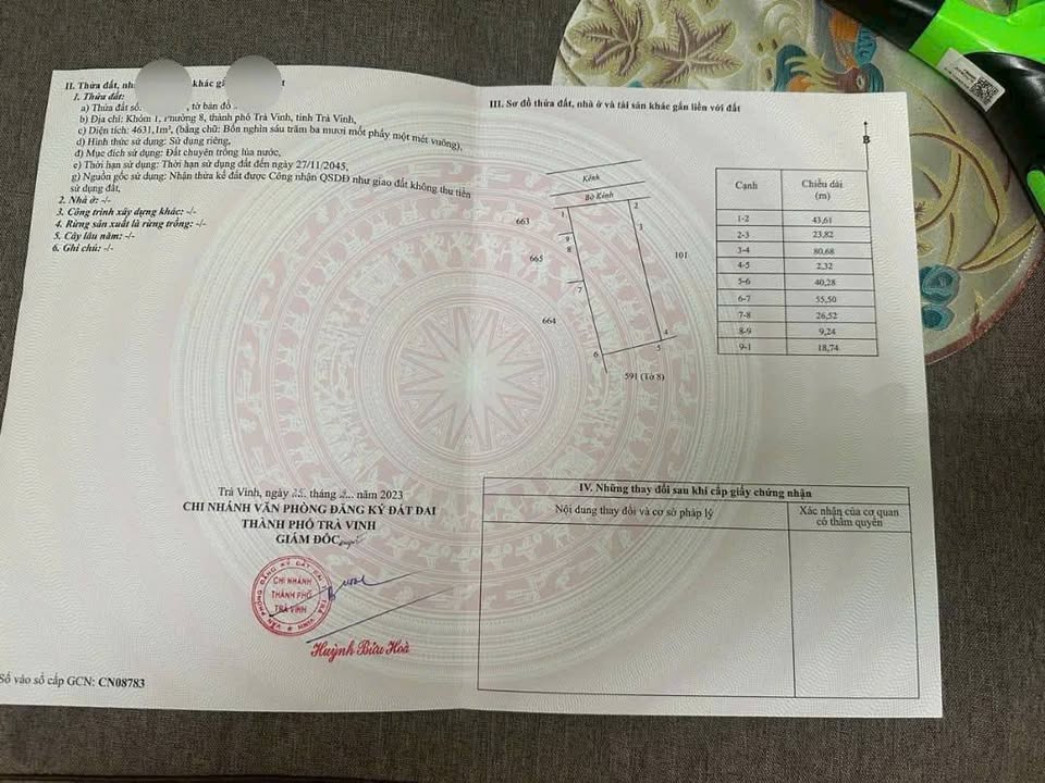 Đất mặt tiền kênh Phường 8 Trà Vinh 43.61m² giá 900 triệu - Cơ hội đầu tư tiềm năng!