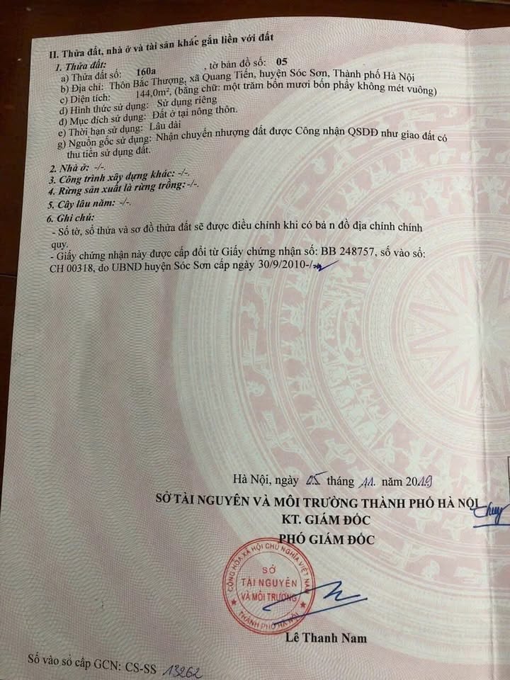 Lô đất Quang Tiến Sóc Sơn 144m² giá 4.32 tỷ - Cơ hội đầu tư lý tưởng!