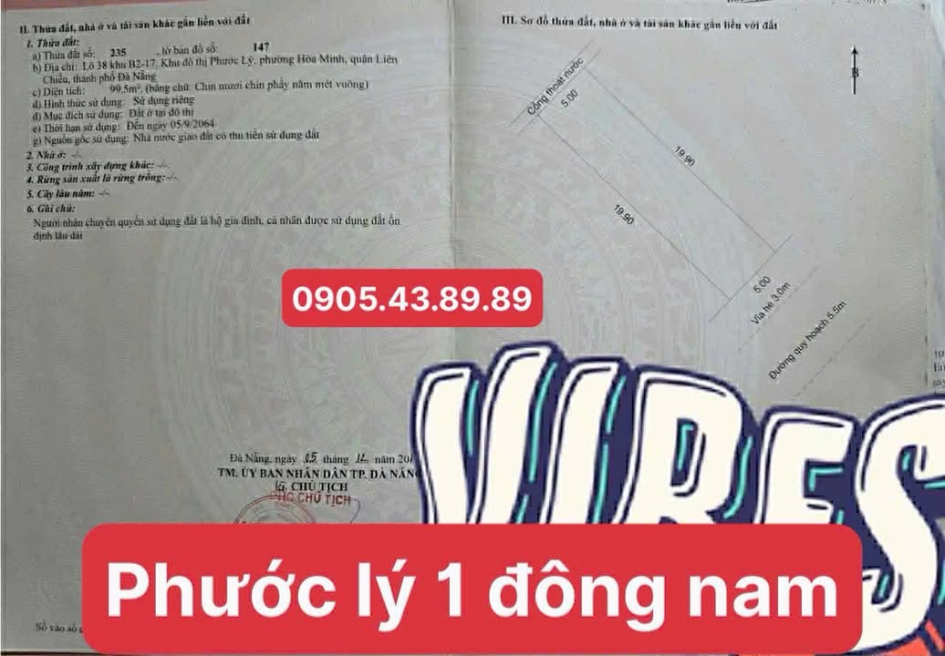 Đất nền Phước Lý 1, Cẩm Lệ, 99m² giá 4.6 tỷ - Đầu tư sinh lời cực tốt!