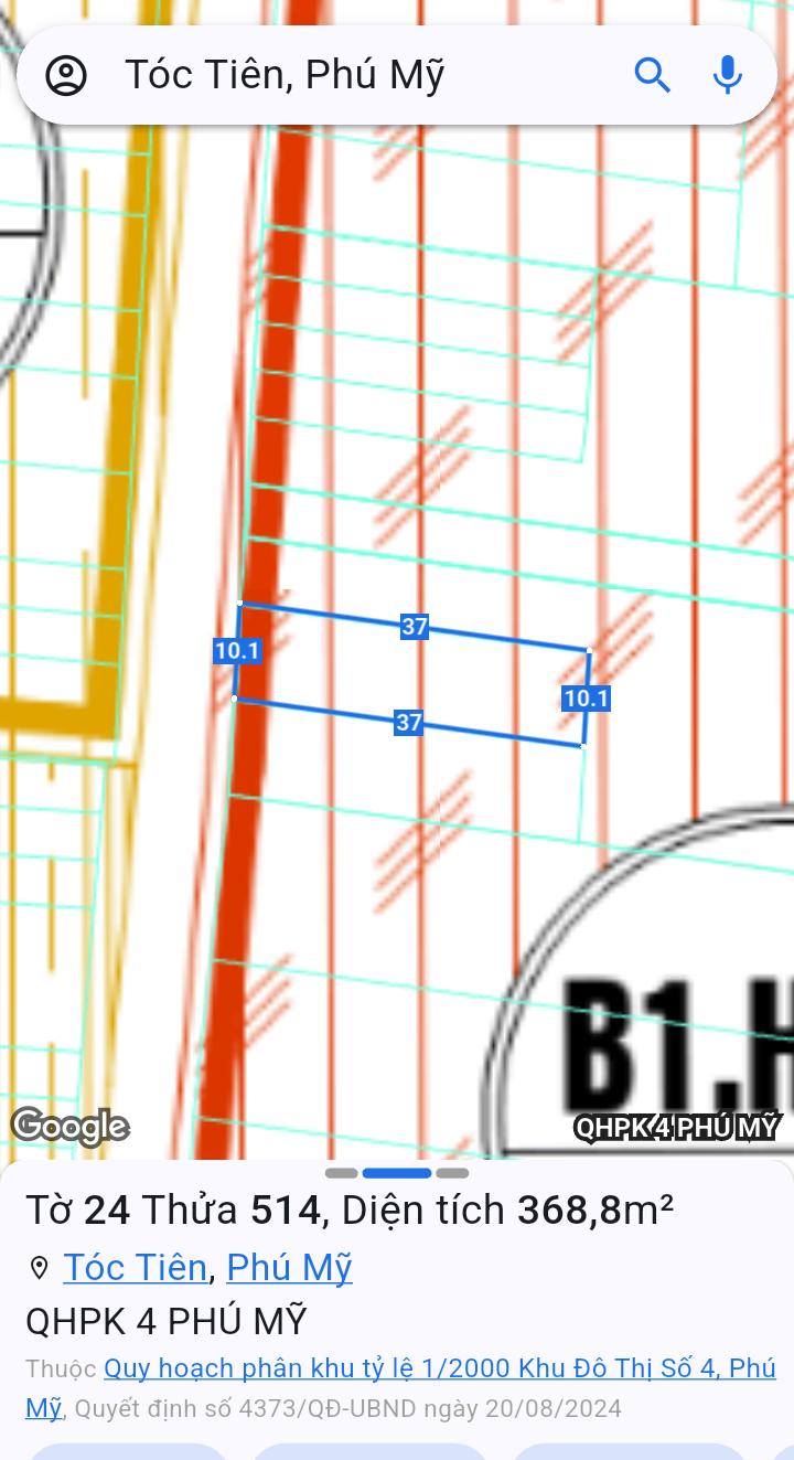 Đất thổ cư Tóc Tiên 370m² giá 2 tỷ - Sổ hồng mới, mặt tiền đường nhựa!